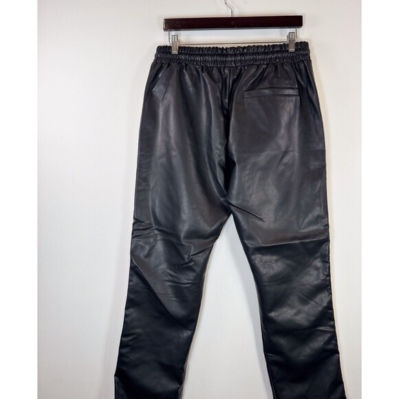 Vale State Mens Track Pants Black Leather Straight Streetwear Large - Picture 8 of 12